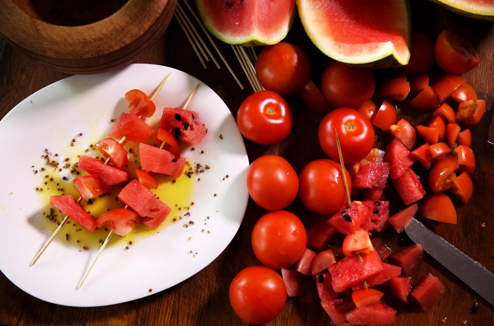 Tomat og vannmelon Oppskrift