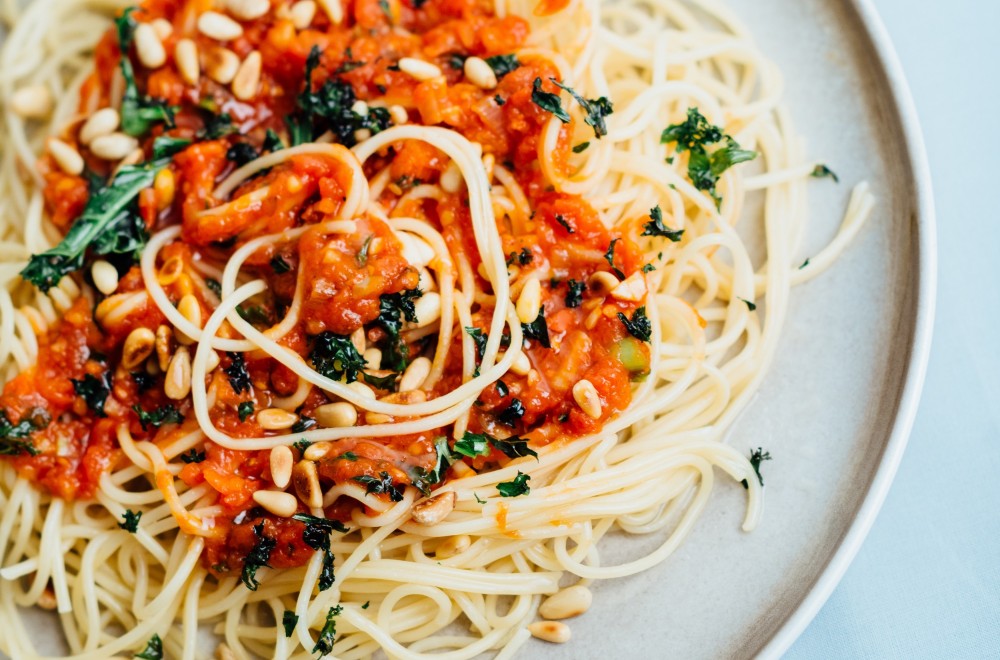 Spicy pasta med grønnkål Oppskrift