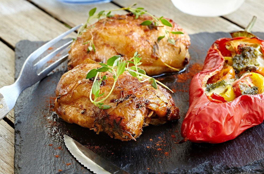 Spansk kylling med bakte paprika Oppskrift